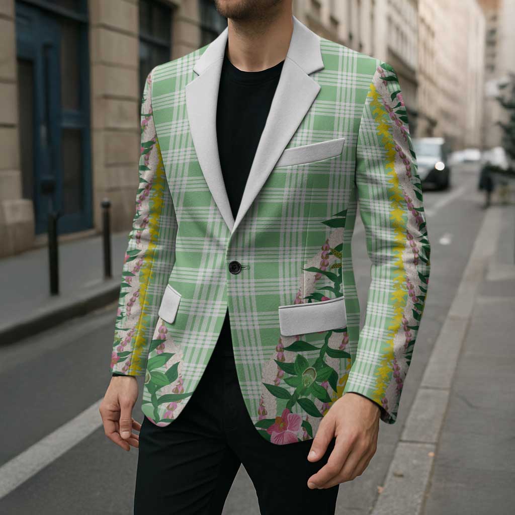 Hawaii Pikake Lokelani Plumeria Lei Blazer Green Palaka Motifs LT05 - Polynesian Pride
