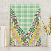 Hawaii Pikake Lokelani Plumeria Lei Canvas Wall Art Green Palaka Motifs LT05 Without Frame Green - Polynesian Pride