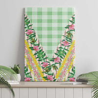 Hawaii Pikake Lokelani Plumeria Lei Canvas Wall Art Green Palaka Motifs LT05 - Polynesian Pride