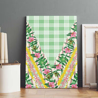 Hawaii Pikake Lokelani Plumeria Lei Canvas Wall Art Green Palaka Motifs LT05 - Polynesian Pride