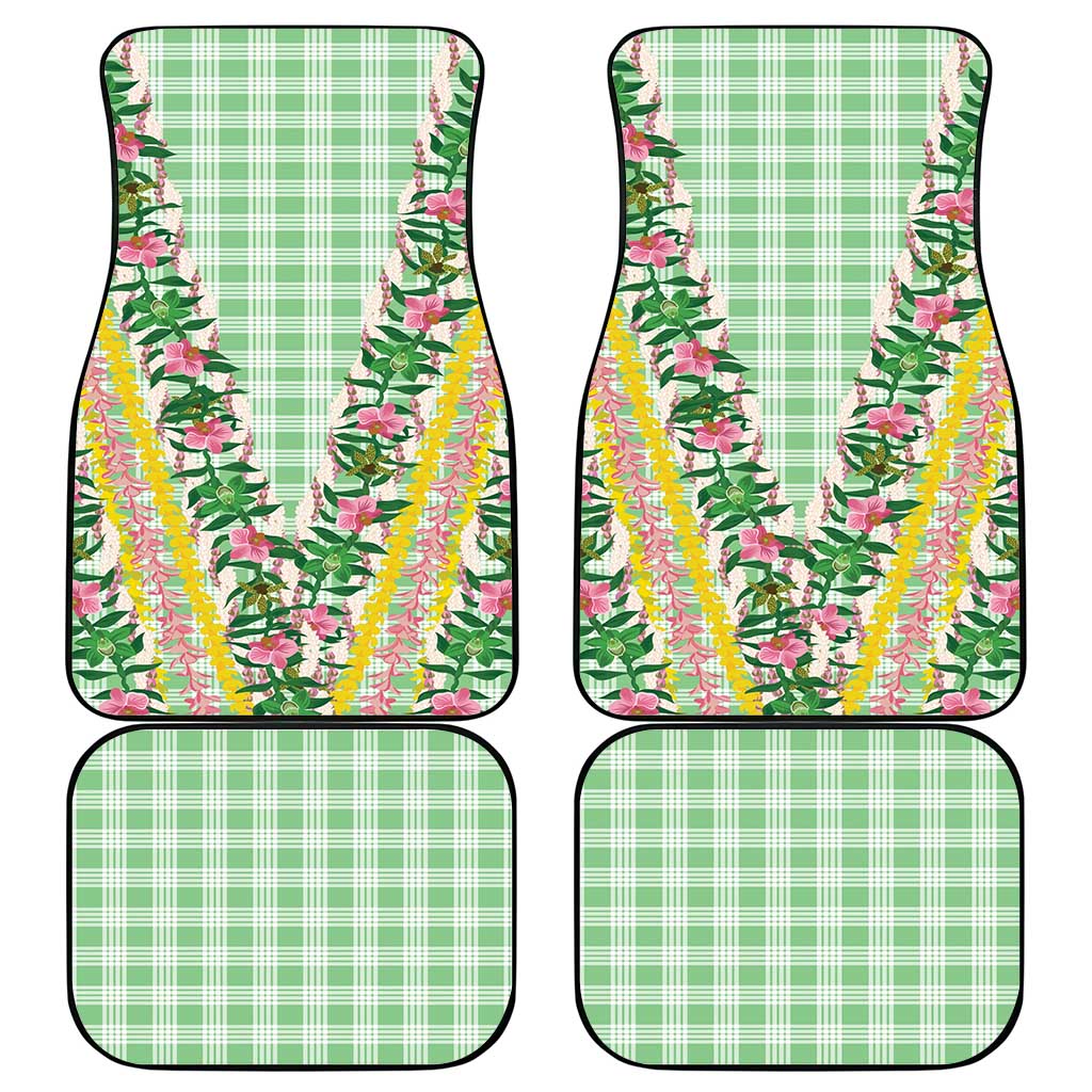 Hawaii Pikake Lokelani Plumeria Lei Car Mats Green Palaka Motifs LT05 - Polynesian Pride