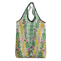 Hawaii Pikake Lokelani Plumeria Lei Grocery Bag Green Palaka Motifs
