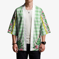 Hawaii Pikake Lokelani Plumeria Lei Kimono Green Palaka Motifs