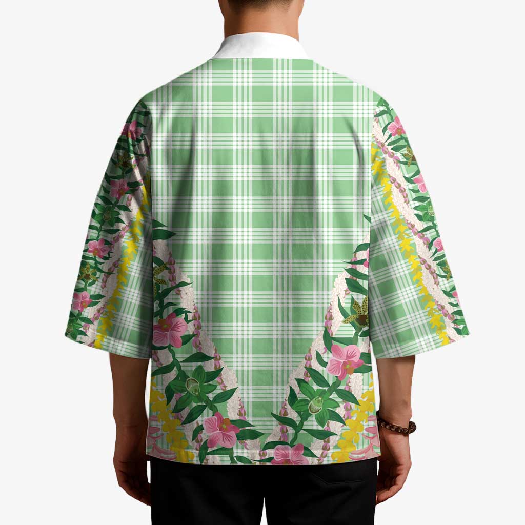 Hawaii Pikake Lokelani Plumeria Lei Kimono Green Palaka Motifs