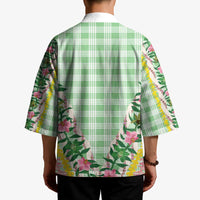 Hawaii Pikake Lokelani Plumeria Lei Kimono Green Palaka Motifs
