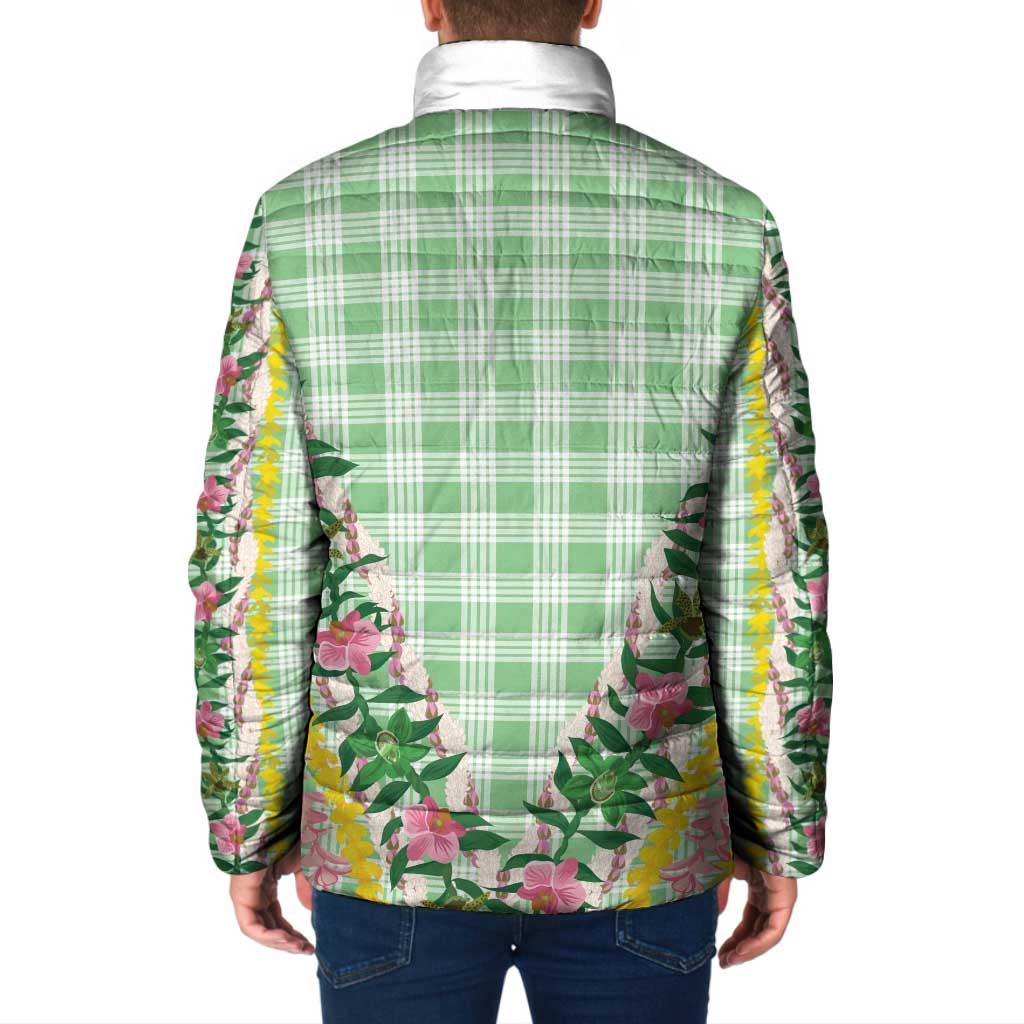 Hawaii Pikake Lokelani Plumeria Lei Padded Jacket Green Palaka Motifs LT05 - Polynesian Pride