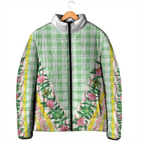 Hawaii Pikake Lokelani Plumeria Lei Padded Jacket Green Palaka Motifs LT05 - Polynesian Pride