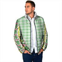 Hawaii Pikake Lokelani Plumeria Lei Padded Jacket Green Palaka Motifs LT05 - Polynesian Pride