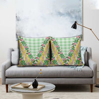 Hawaii Pikake Lokelani Plumeria Lei Pillow Cover Green Palaka Motifs LT05 - Polynesian Pride