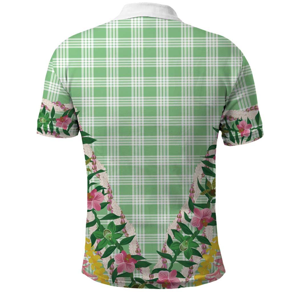 Hawaii Pikake Lokelani Plumeria Lei Polo Shirt Green Palaka Motifs LT05 - Polynesian Pride