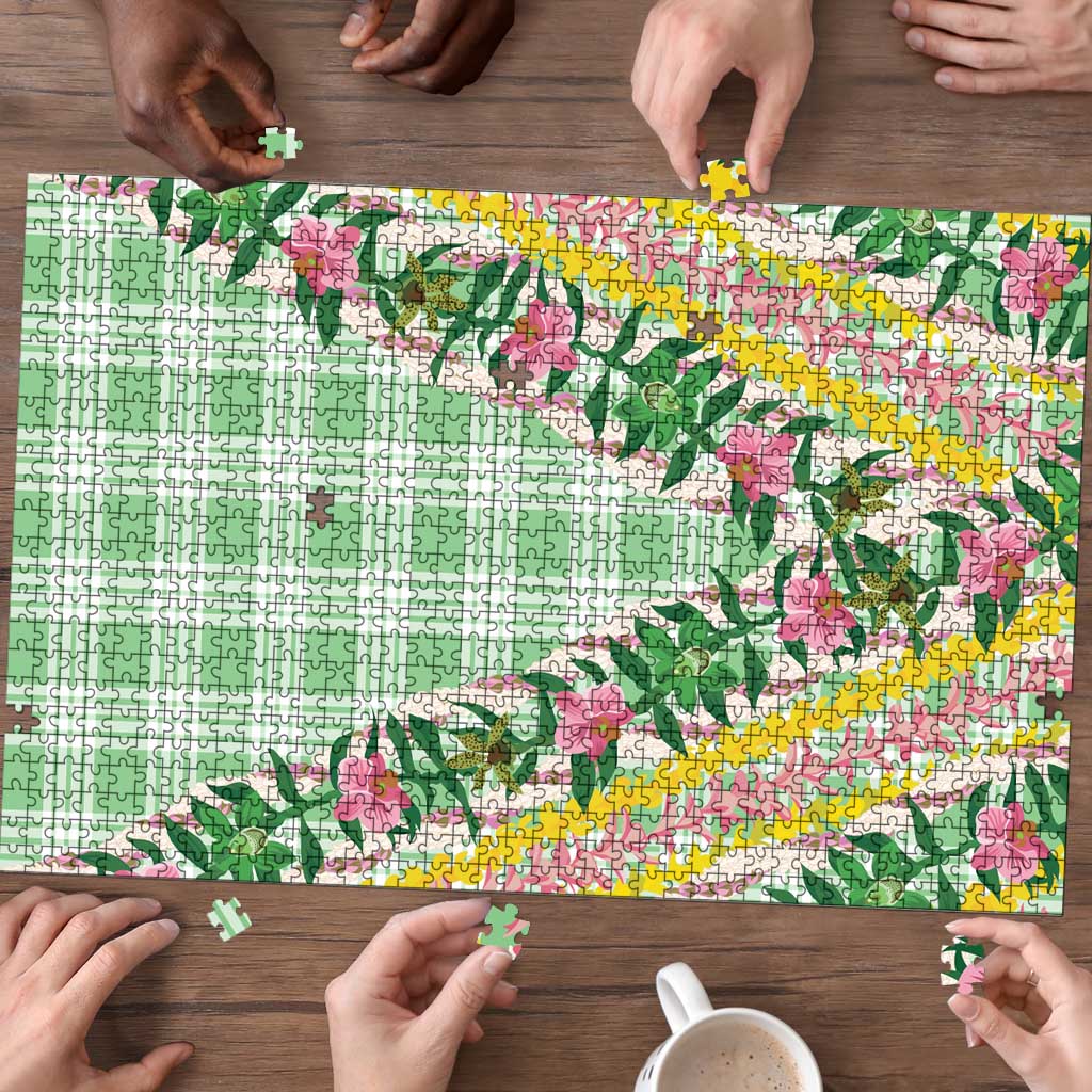 Hawaii Pikake Lokelani Plumeria Lei Puzzle Green Palaka Motifs