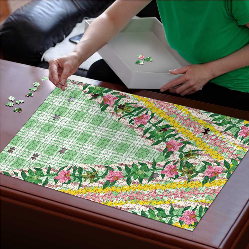 Hawaii Pikake Lokelani Plumeria Lei Puzzle Green Palaka Motifs