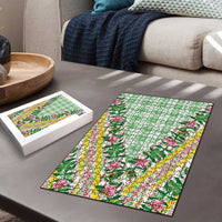 Hawaii Pikake Lokelani Plumeria Lei Puzzle Green Palaka Motifs