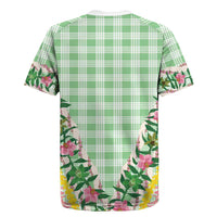 Hawaii Pikake Lokelani Plumeria Lei Rugby Jersey Green Palaka Motifs LT05 - Polynesian Pride