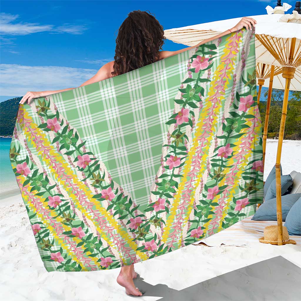 Hawaii Pikake Lokelani Plumeria Lei Sarong Green Palaka Motifs LT05 One Size 44 x 66 inches Green - Polynesian Pride