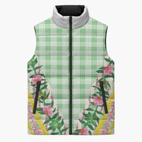 Hawaii Pikake Lokelani Plumeria Lei Sleeveless Puffer Jacket Green Palaka Motifs LT05 Unisex Green - Polynesian Pride