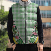 Hawaii Pikake Lokelani Plumeria Lei Sleeveless Puffer Jacket Green Palaka Motifs LT05 - Polynesian Pride