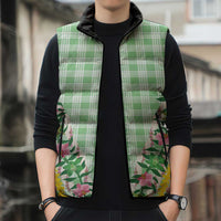 Hawaii Pikake Lokelani Plumeria Lei Sleeveless Puffer Jacket Green Palaka Motifs LT05 - Polynesian Pride