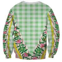 Hawaii Pikake Lokelani Plumeria Lei Sweatshirt Green Palaka Motifs LT05 - Polynesian Pride