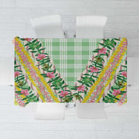 Hawaii Pikake Lokelani Plumeria Lei Tablecloth Green Palaka Motifs
