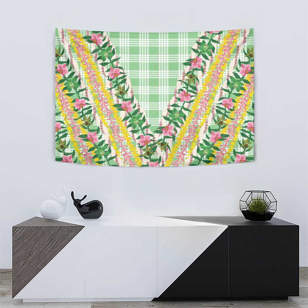 Hawaii Pikake Lokelani Plumeria Lei Tapestry Green Palaka Motifs LT05 - Polynesian Pride