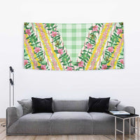 Hawaii Pikake Lokelani Plumeria Lei Tapestry Green Palaka Motifs LT05 - Polynesian Pride