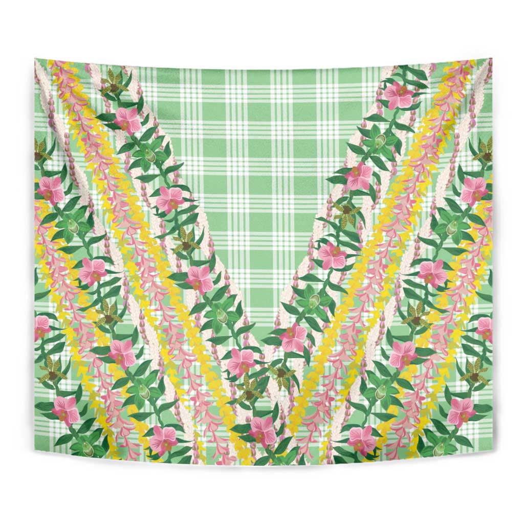 Hawaii Pikake Lokelani Plumeria Lei Tapestry Green Palaka Motifs LT05 - Polynesian Pride