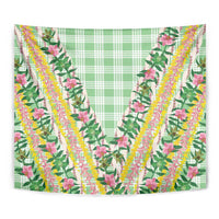 Hawaii Pikake Lokelani Plumeria Lei Tapestry Green Palaka Motifs LT05 - Polynesian Pride