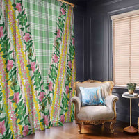 Hawaii Pikake Lokelani Plumeria Lei Window Curtain Green Palaka Motifs LT05 - Polynesian Pride