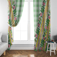 Hawaii Pikake Lokelani Plumeria Lei Window Curtain Green Palaka Motifs LT05 - Polynesian Pride