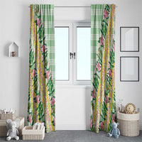 Hawaii Pikake Lokelani Plumeria Lei Window Curtain Green Palaka Motifs LT05 - Polynesian Pride