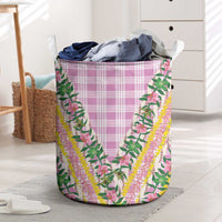 Hawaii Pikake Lokelani Plumeria Lei Laundry Basket Pink Palaka Motifs LT05 Pink - Polynesian Pride