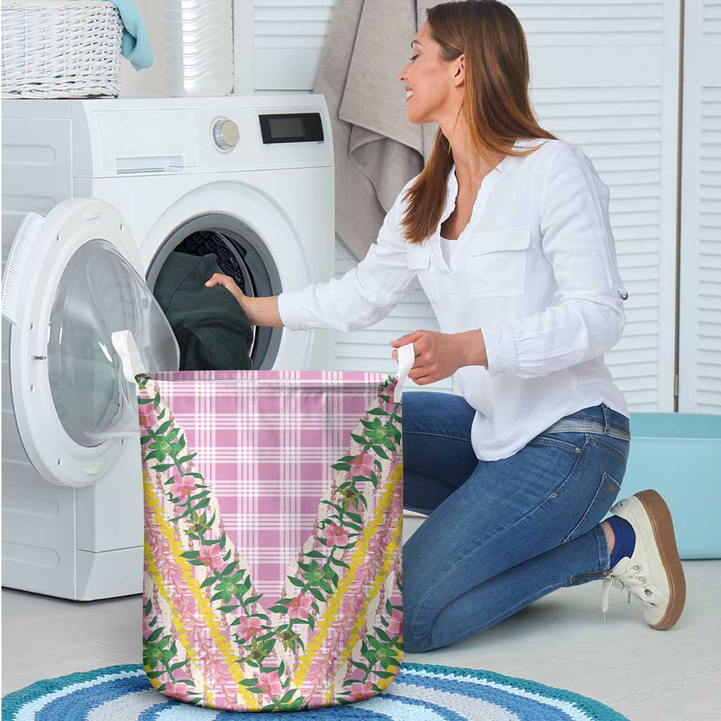 Hawaii Pikake Lokelani Plumeria Lei Laundry Basket Pink Palaka Motifs LT05 - Polynesian Pride