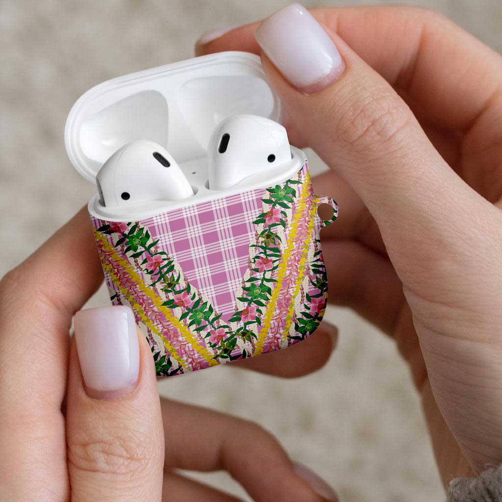 Hawaii Pikake Lokelani Plumeria Lei AirPods Case Pink Palaka Motifs LT05 - Polynesian Pride