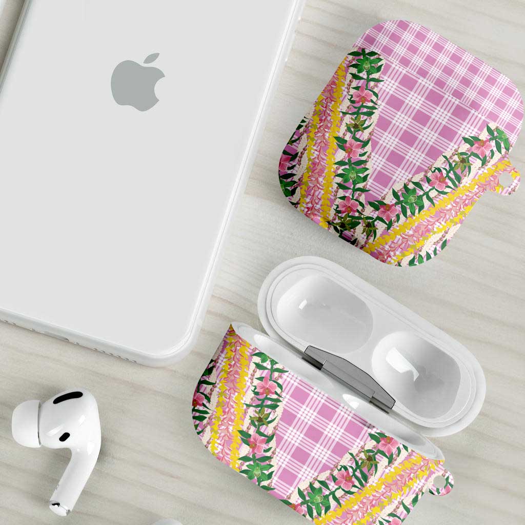 Hawaii Pikake Lokelani Plumeria Lei AirPods Case Pink Palaka Motifs LT05 - Polynesian Pride