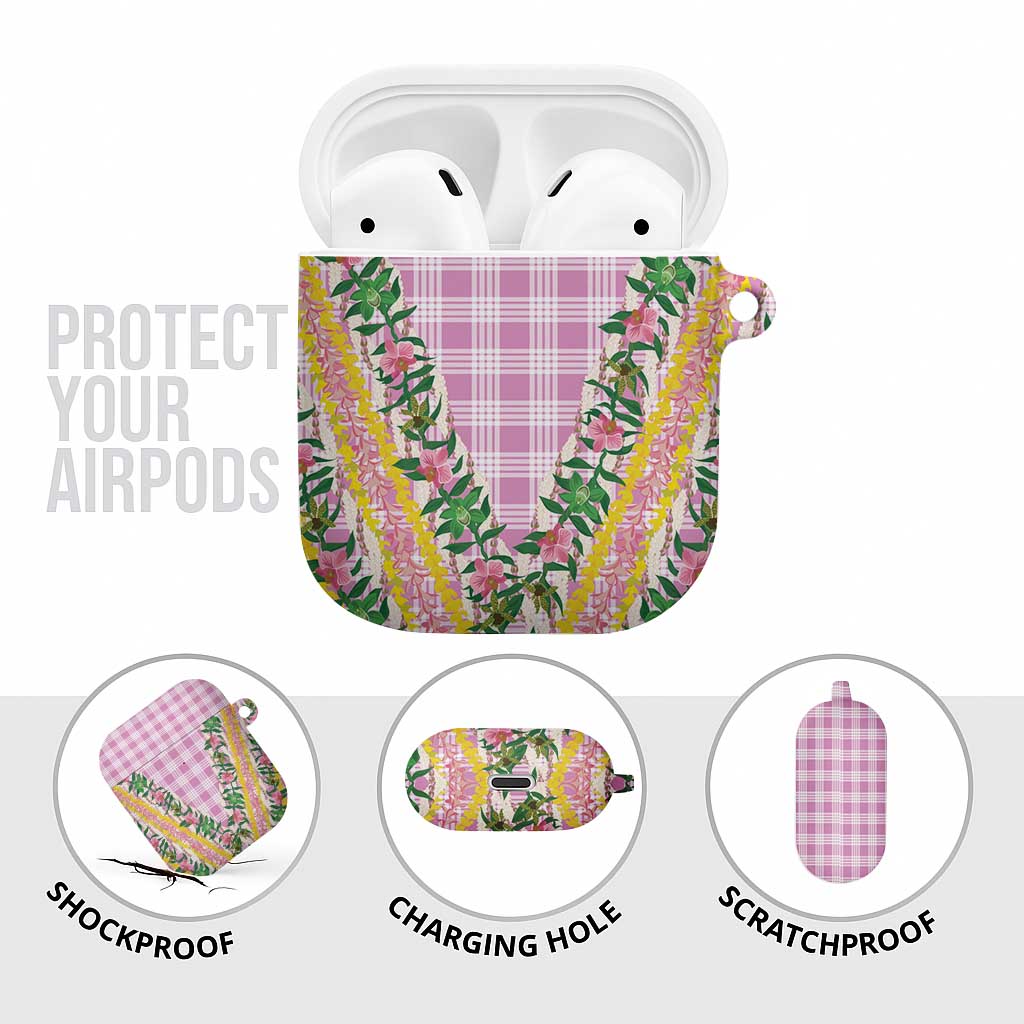 Hawaii Pikake Lokelani Plumeria Lei AirPods Case Pink Palaka Motifs LT05 - Polynesian Pride