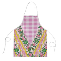 Hawaii Pikake Lokelani Plumeria Lei Apron Pink Palaka Motifs LT05 Pink - Polynesian Pride