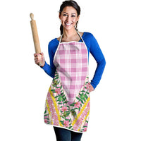 Hawaii Pikake Lokelani Plumeria Lei Apron Pink Palaka Motifs LT05 - Polynesian Pride