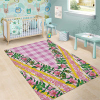 Hawaii Pikake Lokelani Plumeria Lei Area Rug Pink Palaka Motifs LT05 - Polynesian Pride