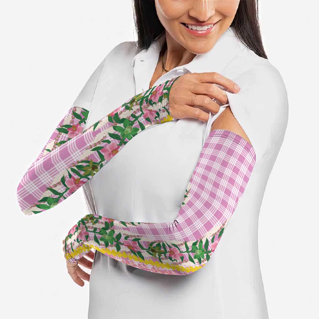 Hawaii Pikake Lokelani Plumeria Lei Arm Sleeves Pink Palaka Motifs LT05 - Polynesian Pride