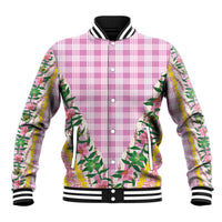 Hawaii Pikake Lokelani Plumeria Lei Baseball Jacket Pink Palaka Motifs LT05 Unisex Pink - Polynesian Pride