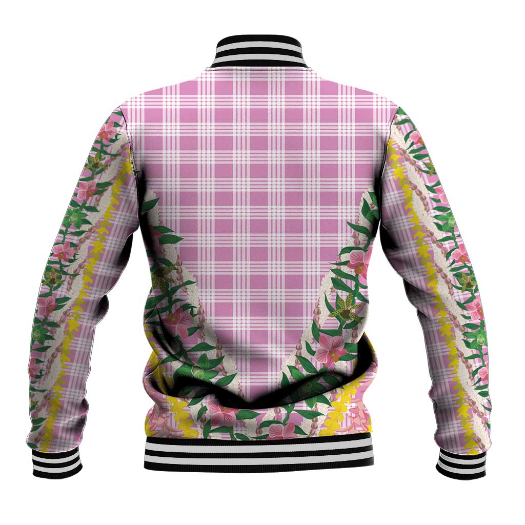 Hawaii Pikake Lokelani Plumeria Lei Baseball Jacket Pink Palaka Motifs LT05 - Polynesian Pride