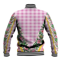 Hawaii Pikake Lokelani Plumeria Lei Baseball Jacket Pink Palaka Motifs LT05 - Polynesian Pride