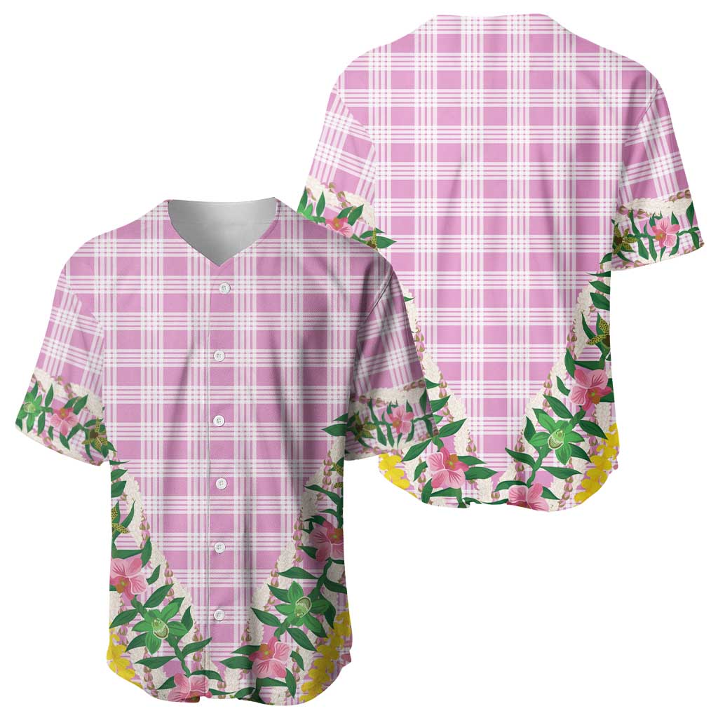 Hawaii Pikake Lokelani Plumeria Lei Baseball Jersey Pink Palaka Motifs LT05 - Polynesian Pride