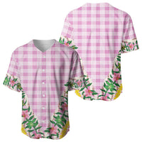 Hawaii Pikake Lokelani Plumeria Lei Baseball Jersey Pink Palaka Motifs LT05 - Polynesian Pride