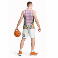 Hawaii Pikake Lokelani Plumeria Lei Basketball Jersey Pink Palaka Motifs LT05 - Polynesian Pride