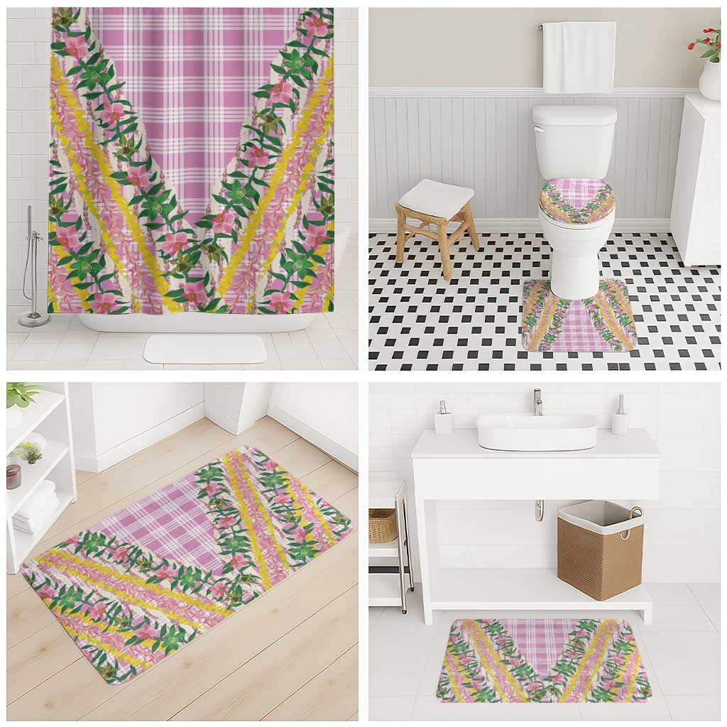 Hawaii Pikake Lokelani Plumeria Lei Bathroom Set Pink Palaka Motifs LT05 - Polynesian Pride