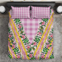 Hawaii Pikake Lokelani Plumeria Lei Bedding Set Pink Palaka Motifs LT05 Pink - Polynesian Pride