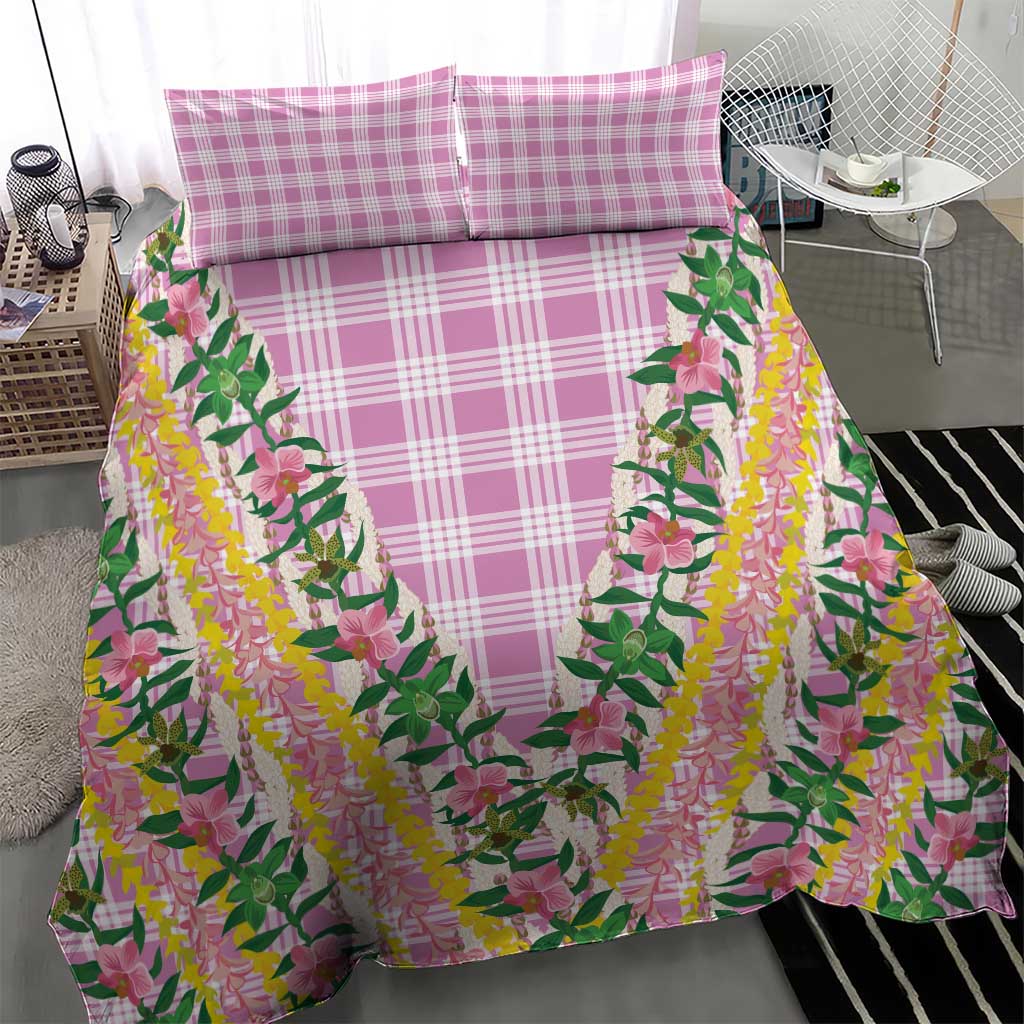 Hawaii Pikake Lokelani Plumeria Lei Bedding Set Pink Palaka Motifs LT05 - Polynesian Pride