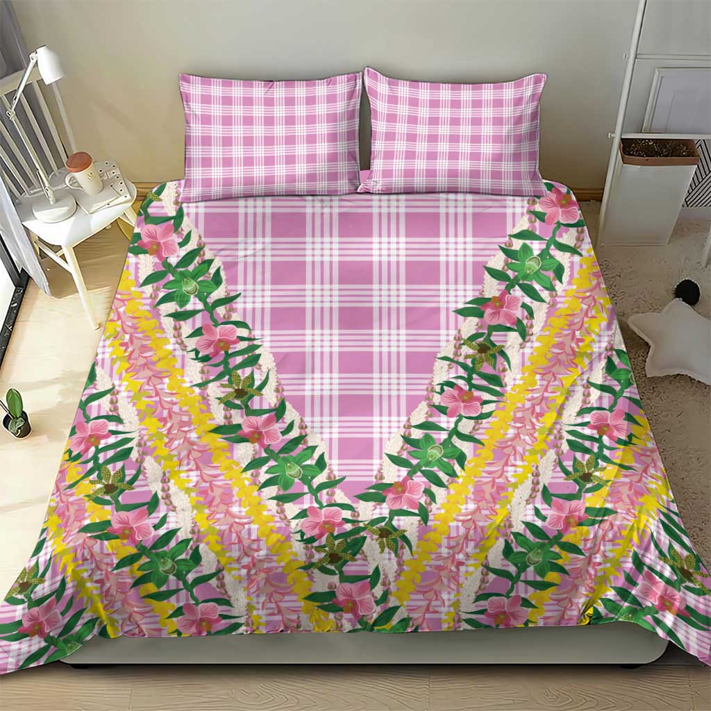 Hawaii Pikake Lokelani Plumeria Lei Bedding Set Pink Palaka Motifs LT05 - Polynesian Pride